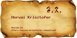 Horvai Krisztofer névjegykártya